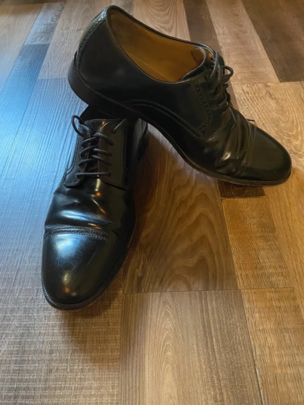 Johnston & Murphy Black Cap-Toe Derby Oxfords